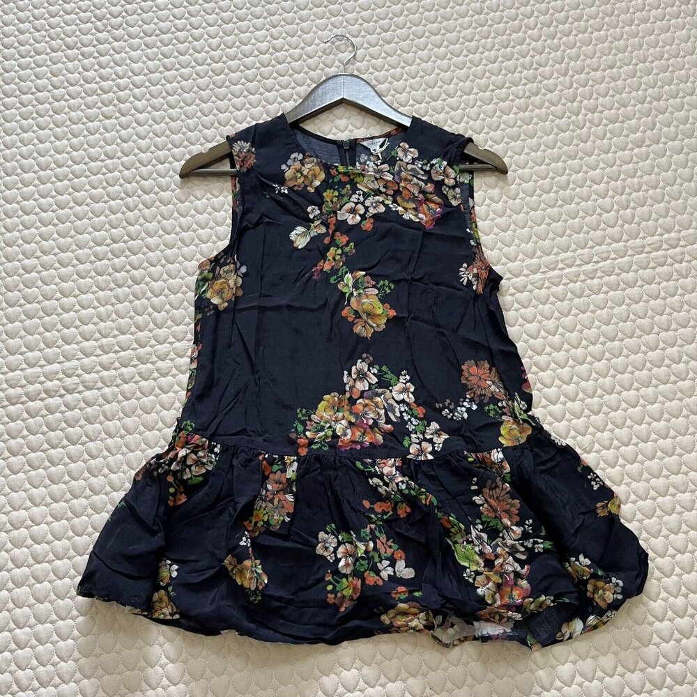 NWT JIGSAW Black Floral Blouse Ruffle Sleeveless Tank Top Size 6 - Picture 2 of 8